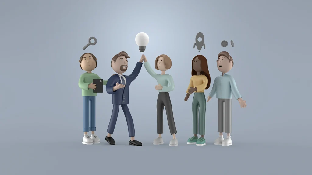 Ilustração do curso Trabalho em equipa e colaboração